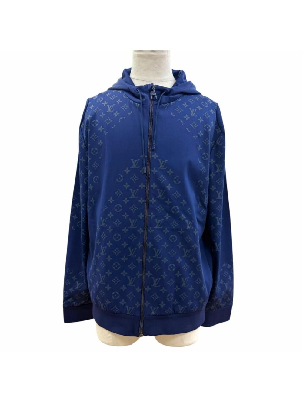 Louis Vuitton Monogram Hooded Zip Up Jacket Hoodie Blue